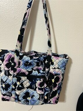 Vera Bradley Quilted Floral Tote in Navy, Light Blue, Lavender and Cream
